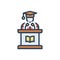 Color illustration icon for Scholar, degree and graduate