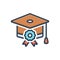Color illustration icon for Scholarship, college and finance