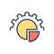 Color illustration icon for sector, cogwheel and circle chart