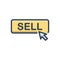 Color illustration icon for Sell button, shopping and sell