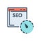 Color illustration icon for Seo Speed, motion and pace