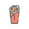 Color illustration icon for Shawarma, burger and roll