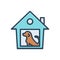 Color illustration icon for Shelter, dogshed and dog