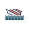 Color illustration icon for Shipwreck, capsized and stormy