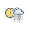 Color illustration icon for Shortly, presently and rainy