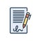 Color illustration icon for Signatures, pen and write