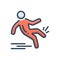 Color illustration icon for Slippery, slip and fall