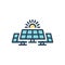 Color illustration icon for Solar, panel and sun