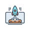 Color illustration icon for Startup Launch, project and development