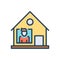 Color illustration icon for Stayed, stay and cottage