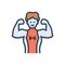 Color illustration icon for Strong, muscular and powerful