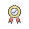 Color illustration icon for Success, quality and certificate