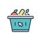 Color illustration icon for supermarket, vegetables and product
