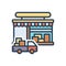 Color illustration icon for Supplier, distributor and transportation