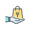 Color illustration icon for Take, accept and receive