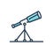 Color illustration icon for Telescope, discovery and astronomy