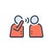 Color illustration icon for Tells, speak and talk