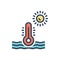 Color illustration icon for Temp, temperature and water