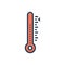 Color illustration icon for Temperature, fahrenheit and celsius