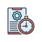 Color illustration icon for time management, clock and project