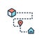 Color illustration icon for Tracking, parcel and delivery