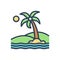 Color illustration icon for Tropical, tree and beach