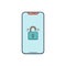 Color illustration icon for Unlocked Phone, unsecured and insecure