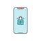 Color illustration icon for Unlocked Phone, unsecured and phone