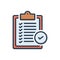 Color illustration icon for verification of delivery list clipboard, itinerary and program