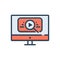 Color illustration icon for Video Search,  cinematography and multimedia