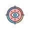 Color illustration icon for Vision, eyesight and view