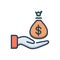 Color illustration icon for Wages, currency and moneys