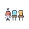 Color illustration icon for Waiting, interview and job