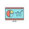 Color illustration icon for Web analytics, usability and marketing