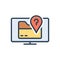 Color illustration icon for Where, location and position