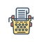 Color illustration icon for Writers, amanuensis and typewriter