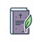 Color illustration icon for Wrote, write and book