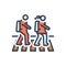 Color illustration icon for Zebra Crossing, pedestrian and student