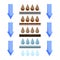 Color illustration of a water filtration system through filters. Removal of various contaminants at each stage of