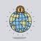 Color image background with money box in globe earth world shape with golden coin