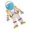 Color image of cartoon astronaut in spacesuit on white background. Space. Vector illustration for kids