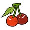 Color image, cartoon berry, Cherry