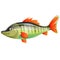 Color image of cartoon big fish on white background. Hobby and fishery. Vector illustration