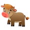 Color image of cartoon calf or kid of cow on white background. Farm animals. Vector illustration for kids