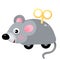 Color image of cartoon clockwork mouse on white background. Toys. Vector illustration for kids