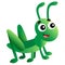 Color image of cartoon grasshopper on white background. Vector illustration for kids