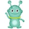 Color image of cartoon little alien on white background. Space. Vector illustration for kids