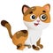 Color image of cartoon spotted cat on white background. Pets. Vector illustration for kids