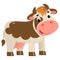 Color image of cartoon spotted cow on white background. Farm animals. Vector illustration for kids
