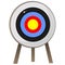 Color image of cartoon target for archery on white background. Sports equipment. Bow shooting. Vector illustration